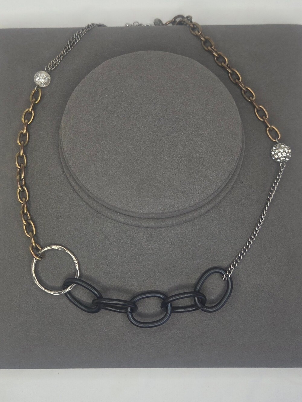 Express Mixed Metal Black Link Statement Necklace